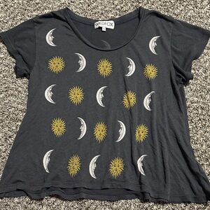 Wildfox Gray Sun and Moon Celestial Oversized Tee